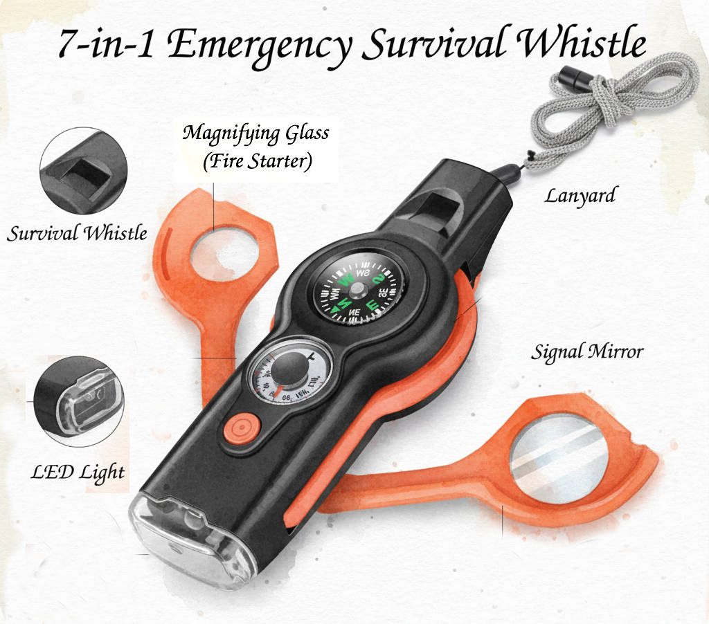 7-in-1 Emergency Function Whistle